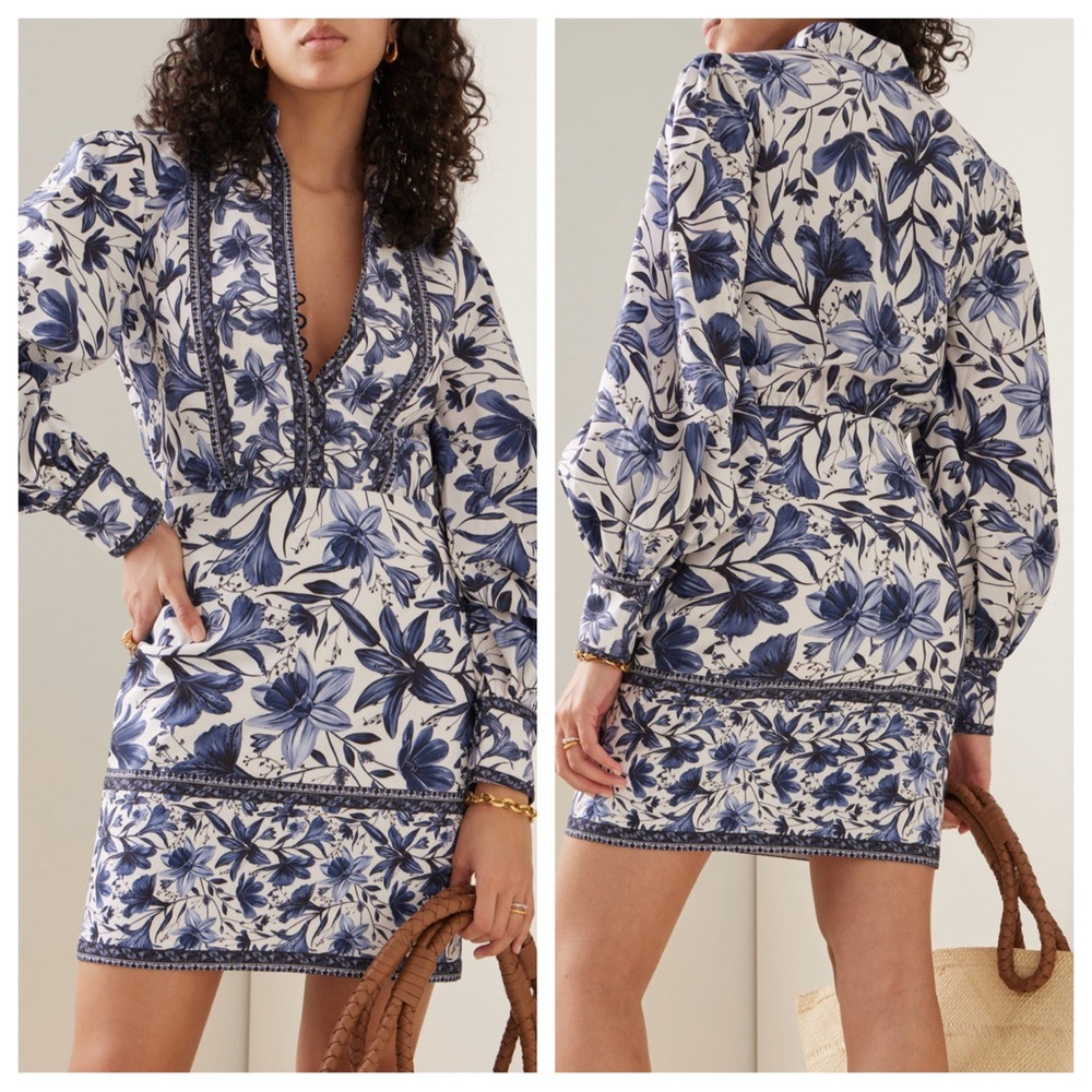 Andres Otalora Lorena Mini Dress Navy Floral 2